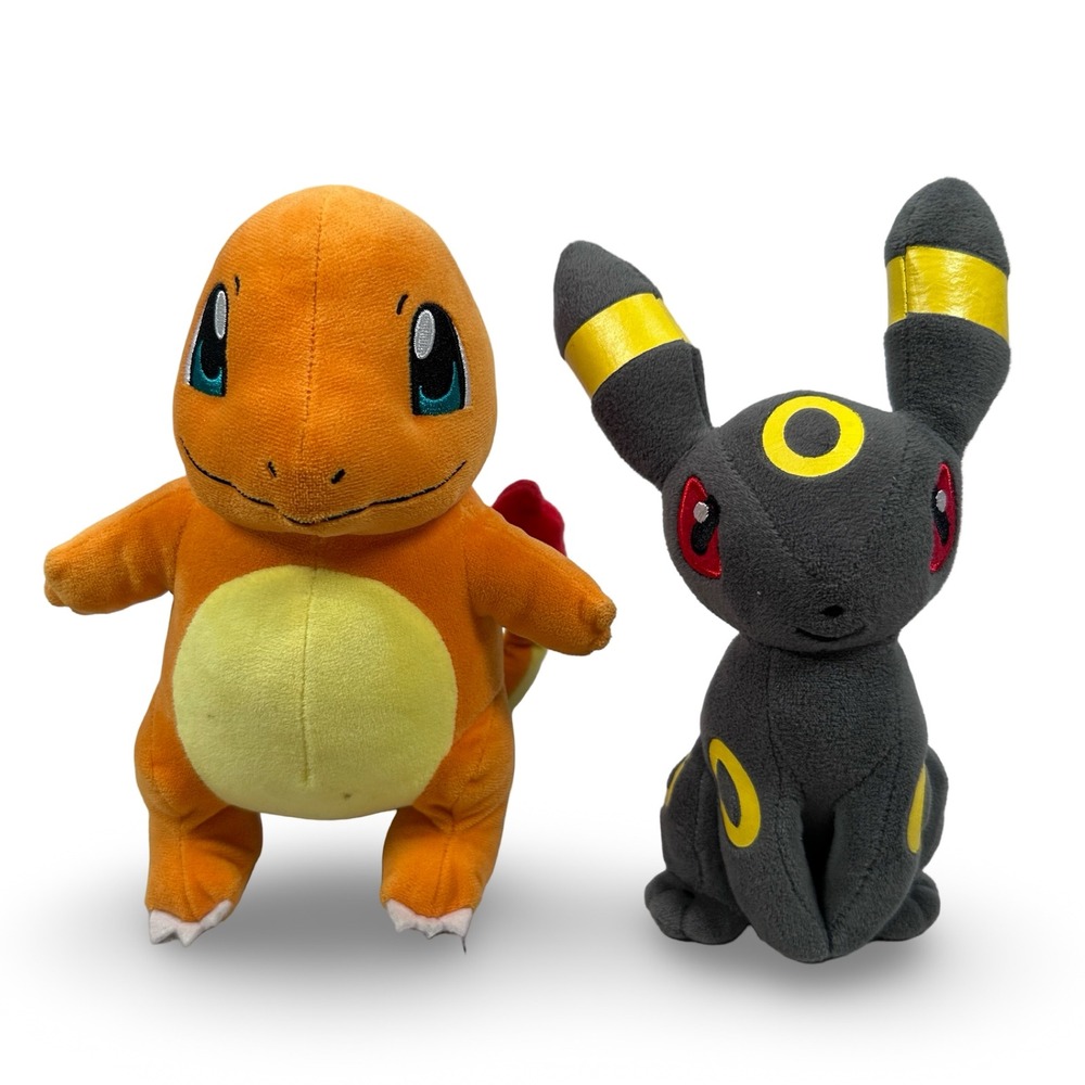 Pokemon Takara Tomy Plush Lot Charmander and Umbreon 2022 Gray Orange 8" Toy